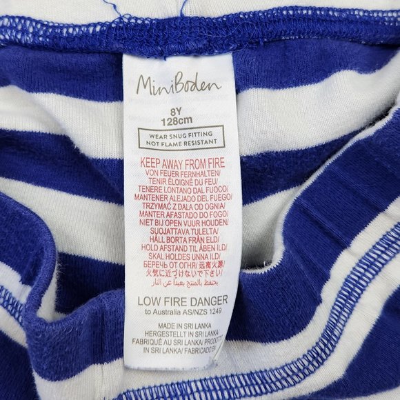 Mini Boden Blue White Striped Snug Long John Pajama Pants sz 8 - Picture 4 of 6